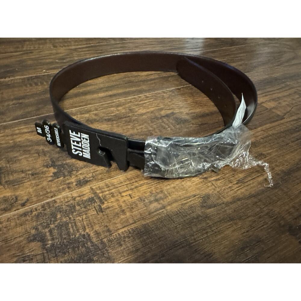 Steve Madden Men Size M 34/36 Burnished Belt Black Brown